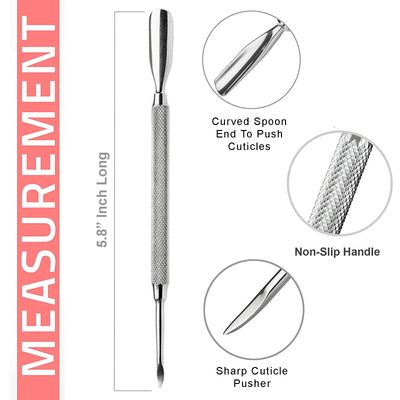Cuticle Pusher Dual Sided - Sharp Edge Spoon Shaped Double Ended Cuticle Pusher Remover Cleaner Surgical Medical Grade Stainless Steel Manicure Pedicure Nail Art Care Tools 4 PC Set By Krisp