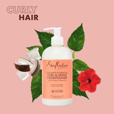 SheaMoisture Curl &amp; Shine Conditioner Coconut &amp; Hibiscus, for Thick, Curly Hair to Moisturize &amp; Soften, 13 oz