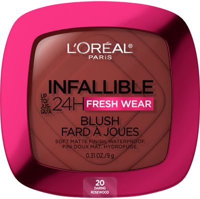 L&#39;Oreal Paris Infallible Up to 24H Fresh Wear Soft Matte Blush, Blendable, Long-Lasting and Waterproof Cheek Make Up, Daring Rosewood 20, 0.31 Oz