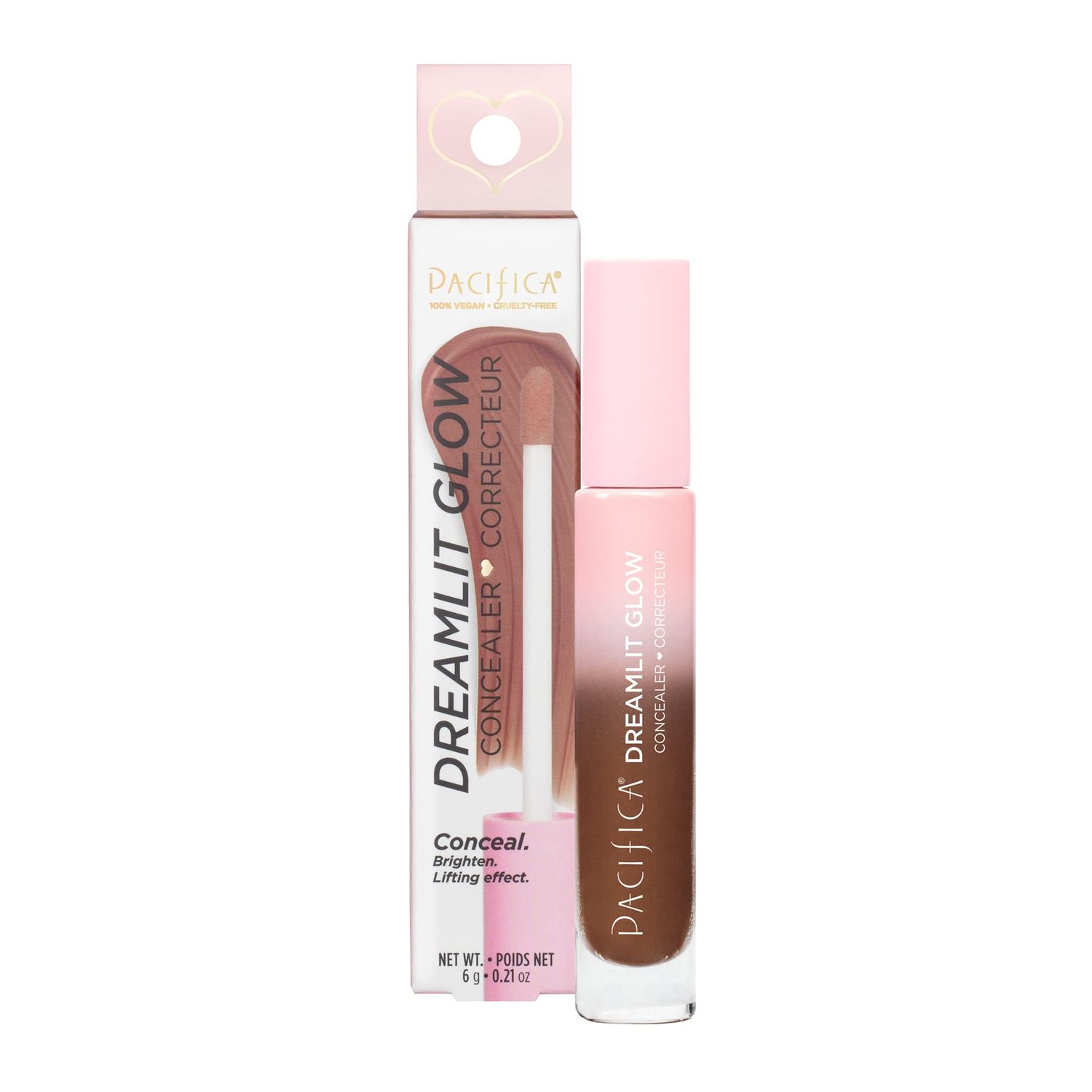 Pacifica Concealer - DreamLit Glow Full Coverage Concealer for Puffy Eyes &amp; Dark Circles, Lightweight &amp; Long-Lasting, Vegan &amp; Cruelty-Free, Shade 03 (Deep Espresso)