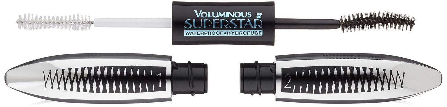 L&#39;Oreal Paris Cosmetics Voluminous Superstar Mascara, Waterproof, Blackest Black, 0.41 Fl. Oz, 1 Count