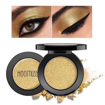 HOOMUSS Gold Eyeshadow Single, Handmade Pressed Eyeshadow Palette, Long Lasting With No Creasing, Intense Color Pigmented Gold Eye Shadow (Gold)