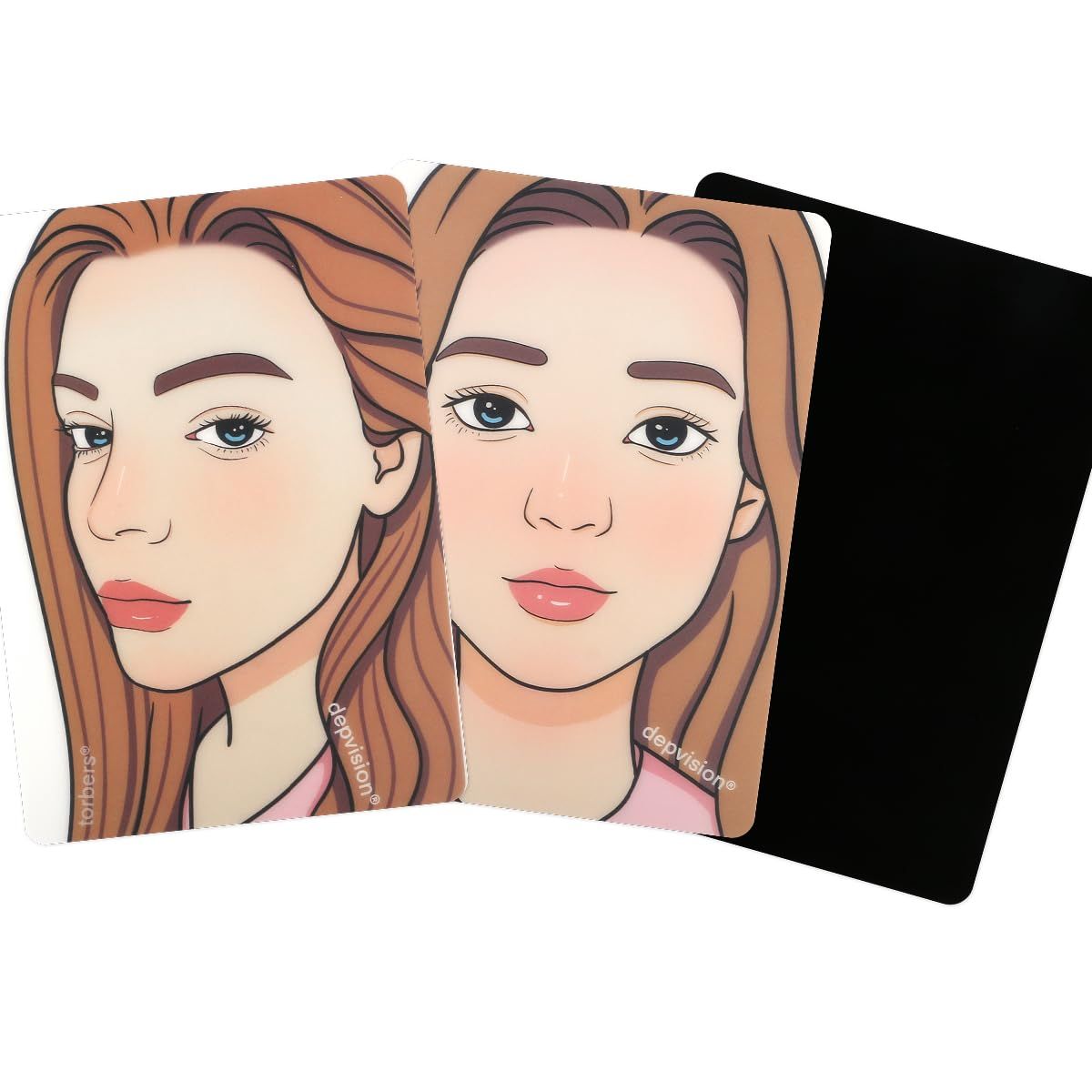 Depvision Reusable Face Paint Practice Board,2 Colorful Face Paint Board,One Black Face Painting Exercise Board,Makeup Template A4 size (Adult)