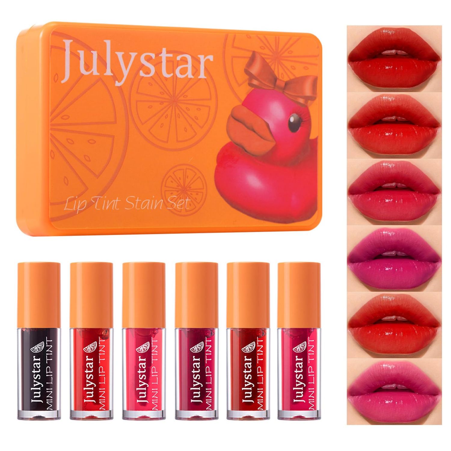 6 Colors Lip Tint Stain Set,Plumping Mini Liquid Lipstick,Multi-use Lip and Cheek Tint, Long lasting Non-Stick Cup Waterproof, High Pigment, Vivid Color, Lip Tint Makeup