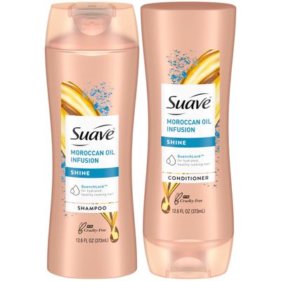 Suave Moroccan Oil Infusion Shampoo &amp; Conditioner Set - Argan Oil for Damaged, Dry Hair, Shine &amp; Healthy Locks, 12.6 Oz (2 Pieces)