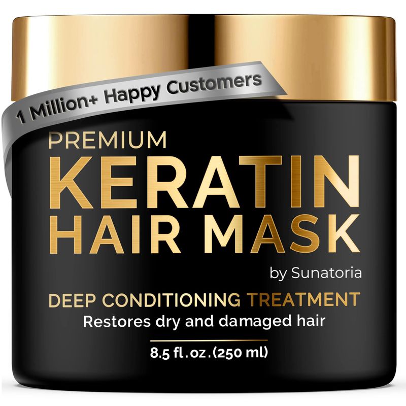 SUNATORIA Keratin Hair Mask - Keratin Hair Treatment - Hair Mask for Damaged Hair - Deep Conditioning Hair Mask For Dry Hair - All Hair Types - Vitamin E, Omega 3, 9