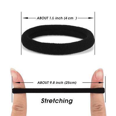 iFwevs 50PCS Black Hair Ties,Cotton Seamless Ponytail Holders,No Damage Elastics Hair Bands for Thick Heavy &amp;Curly Hair