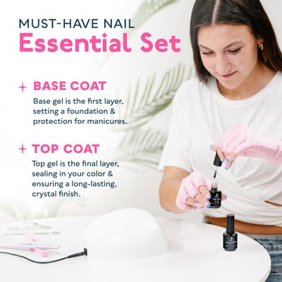 SUNUV 15ml Gel Top Coat and Base Coat Set, Gel Nail Polish Kit 2 Pack, Hema Free Gel for Nails Art Manicure UV Nail Lamp No Wipe High Gloss Gifts for Women