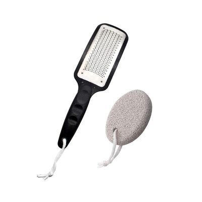 The Original Pumice Stone for Feet and Foot File Set - Rust-Resistant Stainless Steel Foot Scrubber, Scraper, or Callus Remover and Stone Help Smooth Rough, Dry Heels and Feet - Spa and Pedicure Items