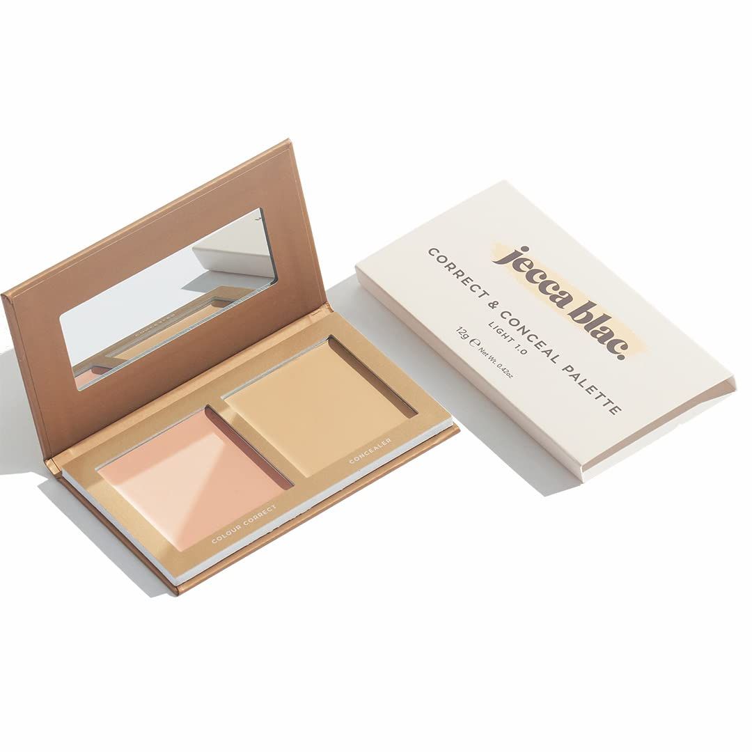 Jecca Blac Correct and Conceal Medium Coverage Palette, Lightweight Long Lasting Formula, Medium To Full Coverage, Gender Neutral and LGBTIQA Inclusive Make Up, Light 1.0, 12g