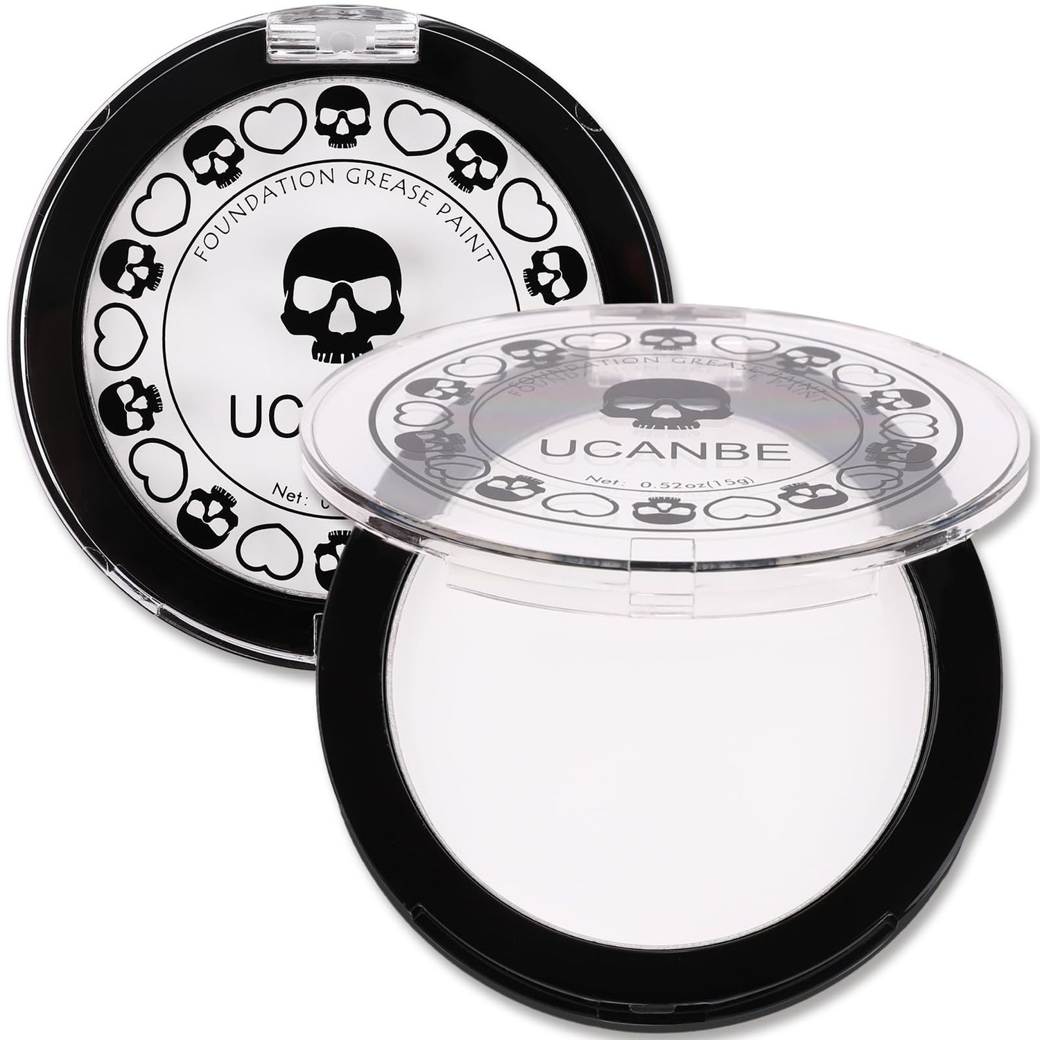 UCANBE Goth White Cream to Powder Foundation Makeup, Professional Clown White Face Body Paint with Matte Finish for Halloween, SFX Makeup, Cosplay, Costume, Stage, Mime &amp; Film(0.52oz)