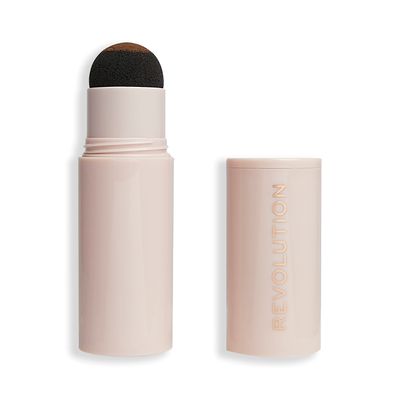 Revolution, Brow Powder Stamp &amp; Stencil Kit, Brow Shaping Tool, Ash Brown, Includes Brow Stencils