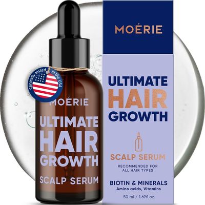 MOERIE Ultimate Hair Growth Serum for Natural Hair Regrowth &amp; Thickening - Anti Thinning &amp; Hair Loss Treatment for Women - Rapid Hair Growth Products - Scalp Oil Alternative - 1.69 fl oz  50 ml