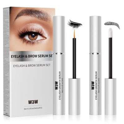 Eyelash and Eyebrow Growth Serum Two Piece Set, Eyelash Serum for Eyelash Growth Thickness, Stronger, Healthier Lashes &amp; Brows, Longer, Fuller, and Thicker Lashes, Vegan &amp; Cruelty-Free (3ml3ml)