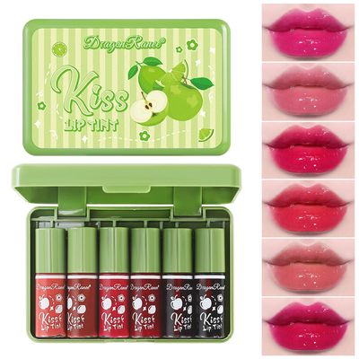 6 Colors Lip Stain Mini Liquid Lipstick,Korean Lip Gloss Moisturizing Lip Tint Makeup, Multi-use Lip and Cheek Tint, Long lasting Non-Stick Cup Lightweight, Vivid Color