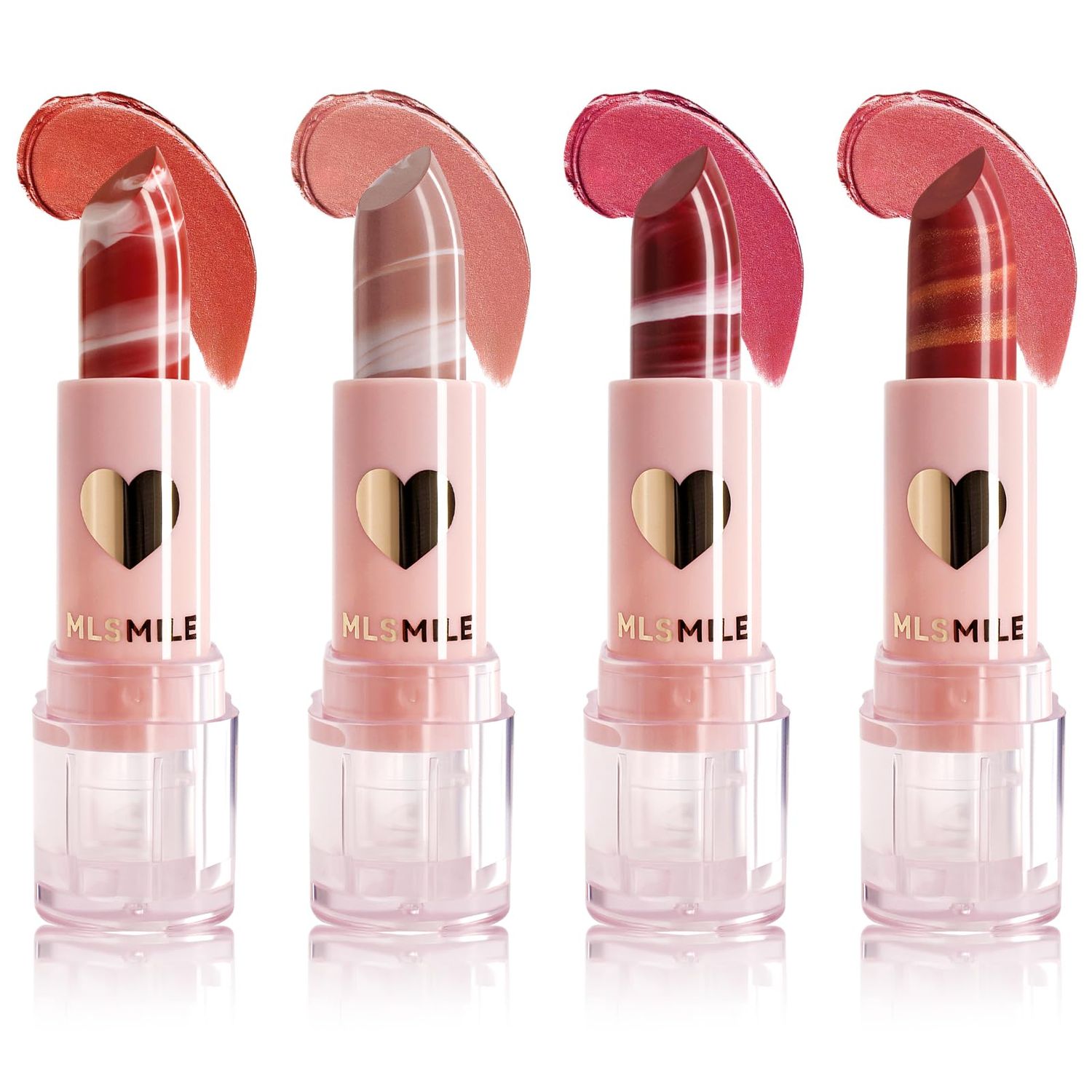 MLSMILE Marbled Sheer Lip Stick Makeup,Velvety Finish Naked-lip Feel, Full Coverage,Moisturize Lipstick Hydrating Lightweight, Long-lasting,Valentine&#39;s Gift for Women Girls