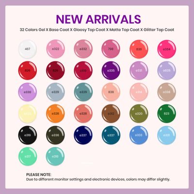 Beetles Gel Nail Polish Set 36 PCS- Spring Gel Polish 32 Colors with Base Top Coat Soak off U V Nail Gel Burgundy Red Pink Green Blue Purple Black White Gel Polish Set Valentines Day Gifts for Women