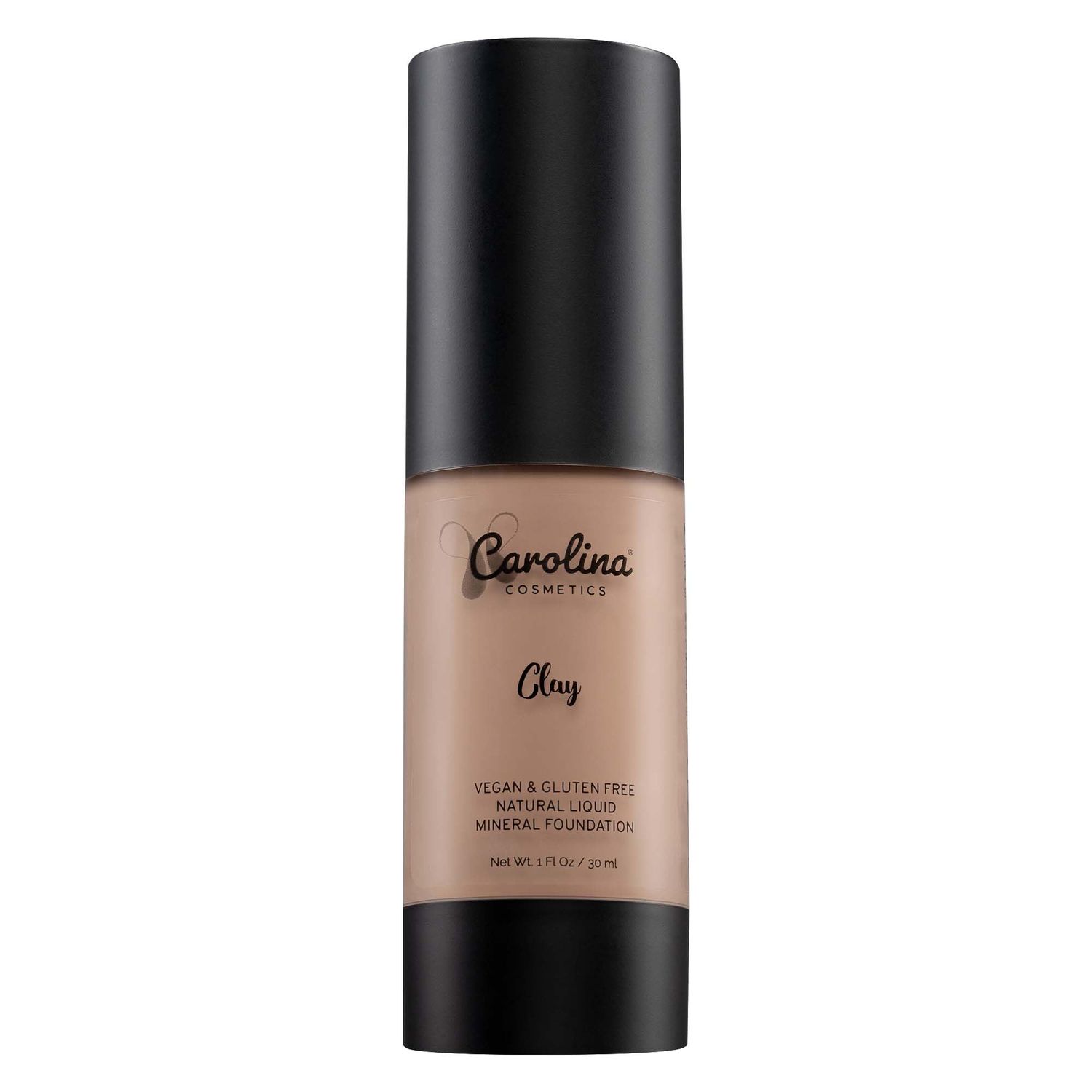 Carolina Cosmetics - Plant-Based Foundation in Clay Shade - Hydrating, Pore-Minimizing &amp; Buildable Coverage - Vegan, Non-GMO, Gluten-Free, Paraben-Free - Sun Protection - 1Fl Oz