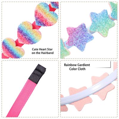 Lizioo 6 Pack Girls Headbands Glitter Kids Headbands BowHeartStar Headbands Sweet Hairband For ToddlerGirlsTeens