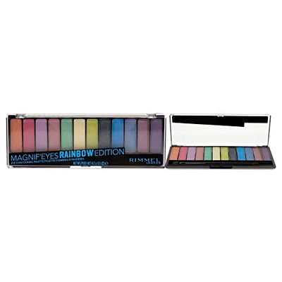 Rimmel London Magnif&#39;Eyes Eyeshadow Palette, 12 Shades, Blendable Formula, Versatile, 011, Rainbow, 0.5oz