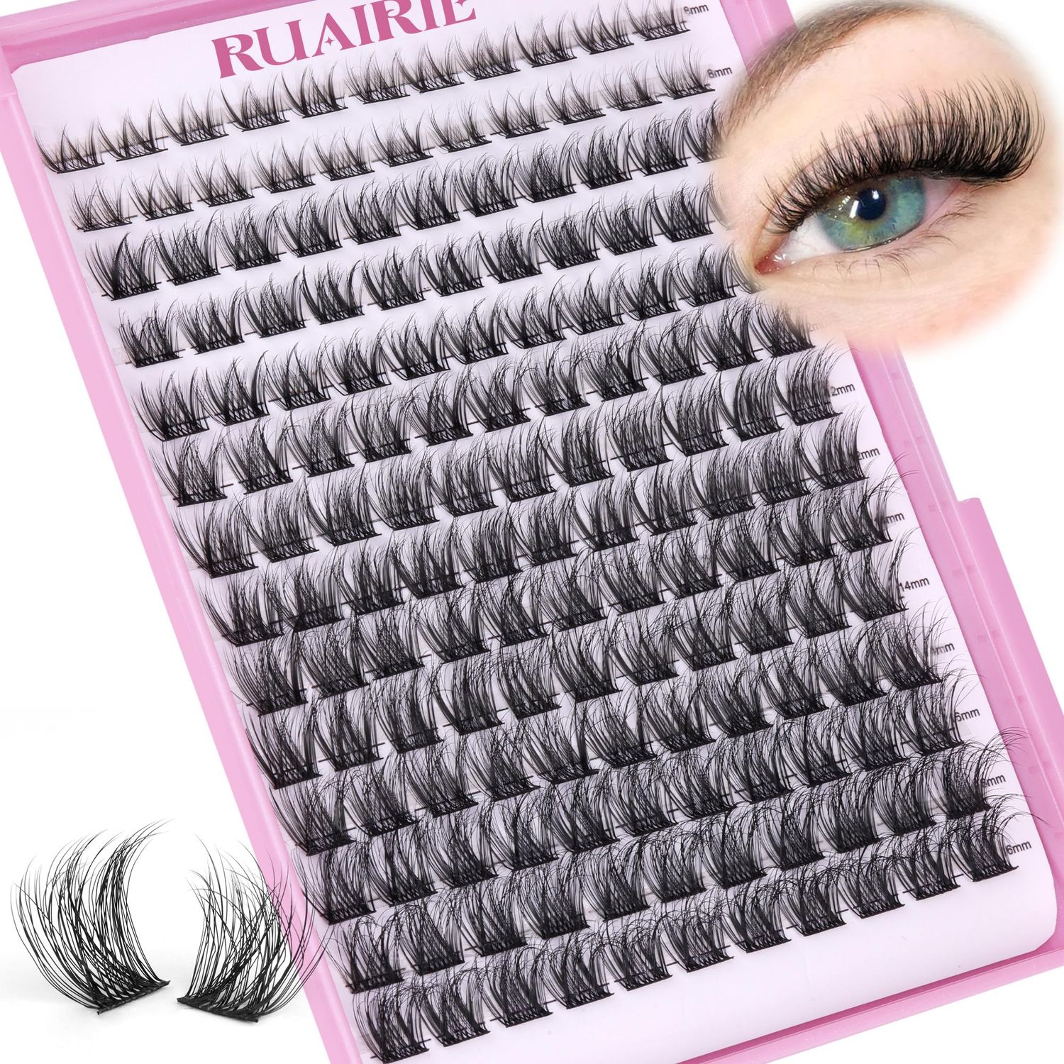 Ruairie Lash Clusters Wispy Eyelash Cluster Eyelash Extensions 154pcs Fluffy Volume Cluster Lashes 8-16MM D Curl Individual Lashes DIY Lash Extensions Natural Eye Lash Clusters