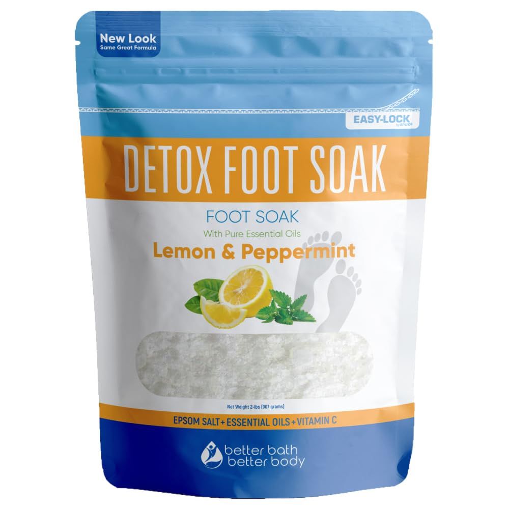 Detox Foot Soak (2 LBs) Epsom Salt Foot Soak with Lemon &amp; Peppermint Essential Oils