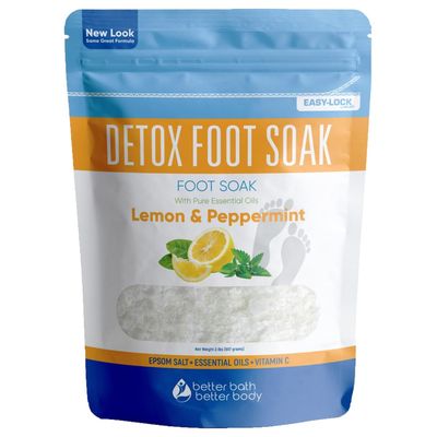Detox Foot Soak (2 LBs) Epsom Salt Foot Soak with Lemon &amp; Peppermint Essential Oils