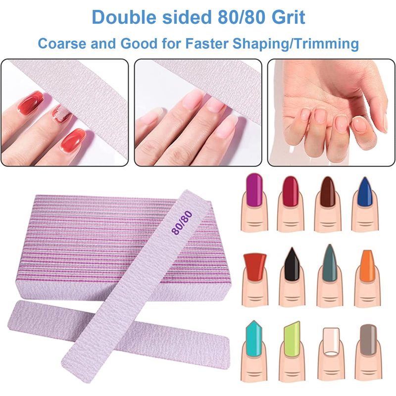 8080 Grit Nail Files (25 Pcs), Coarse Emery Boards for Acrylic Nails and Gel Nails, Nail File Double Sided 80 Grits Emory Professional Nail Filers Pack