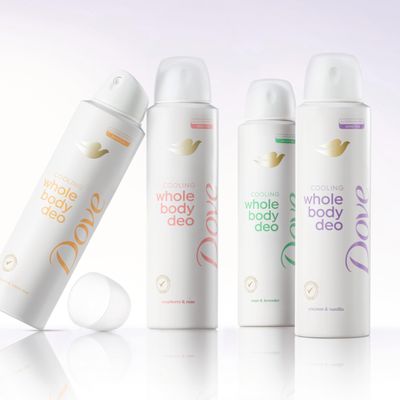 Dove Whole Body Deo Aluminum Free Invisible Spray Deodorant Coconut &amp; Vanilla for 72h Odor Control 4 oz