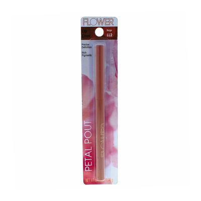 Flower Beauty Petal Pout Lip Liner- Smooth &amp; Creamy Lip Liner with Pigment Rich Color Prevents Feathering of Lip Color Comes with Builtin Sharpener, Beige, 0.01 Oz
