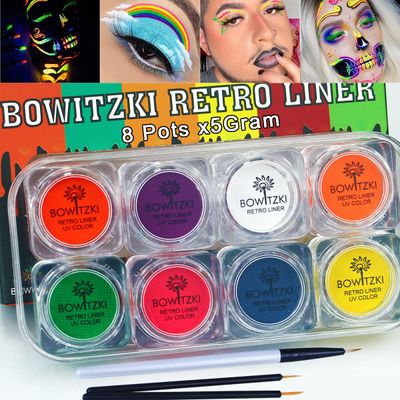 Bowitzki 8x5 Gram Water Activated Eyeliner Hydra Liner Makeup UV Glow Fluorescent Color Graphic Retro Face and Body Paint (UV Color)