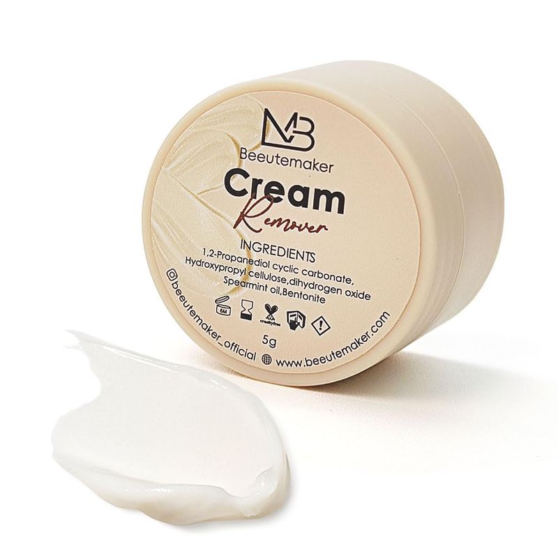 Beeutemaker Cream Lash Remover for Lash Extensions, Beige Color Lash Extension Remover, Low Irritation Cream for Sensitive Skin, Professional eyelash Remover for extensions Salon(Lash Remover,5g)