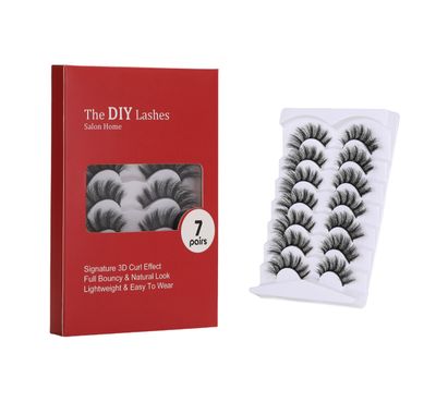 7 Pairs Natural False Eyelashes,Reusable Mink Cat Eye Lashes Fluffy Volume Strip Lashes Natural Look Extensions Thick Volume Lashes Long Eyelashes,Easy to Wear and Remove (Dense)
