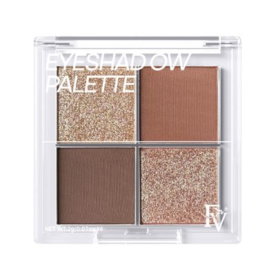 FV Natural Finish Eyeshadow Palette, 4 Matte &amp; Metallic High Pigment Shades, Long-Lasting Eye Shadow Palette Makeup, Crease-Proof, Blendable Eye Makeup (Dark Brown)