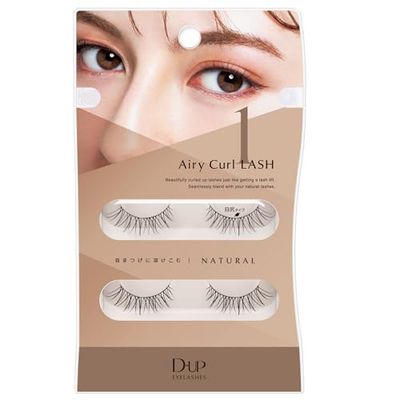 D-UP Natural Look False Eyelashes, False Lashes for Nature Look, Japanese Natural Looking Fake Eyelashes All Day Long Lasting Wear, 2 Pairs, Airy Curl Lash 01