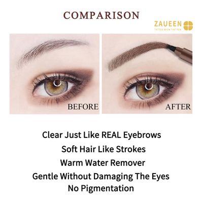Tattoo Eyebrow Pen, Microblading Fork Tip Brow Pencil, Waterproof, Smudge-Proof, 48 Hours Long Lasting, Natural Looking (BLACK BROWN)