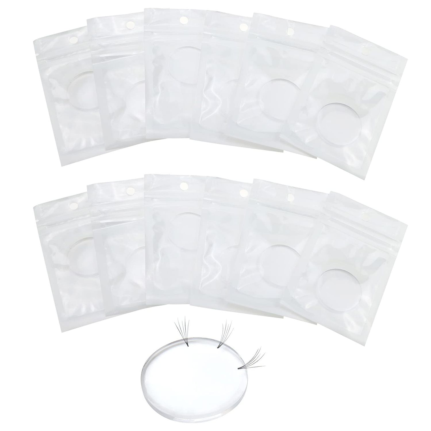 Luckycivia 12 Pcs Silicone Lash Pad Grafted False Easy Fan Lash Pad, Eyelash Silicone Holder Pad, Eyelash Supplies for Beginners Make Fans Blooming Easy Volume Lashes Pallet Tools