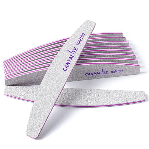 Canvalite 10 PCS Nail File Professional Nail Files Reusable Double Sided Emery Board(100180 Grit) Nail Styling Tools for Home and Salon Use Christmas Gifts for Women