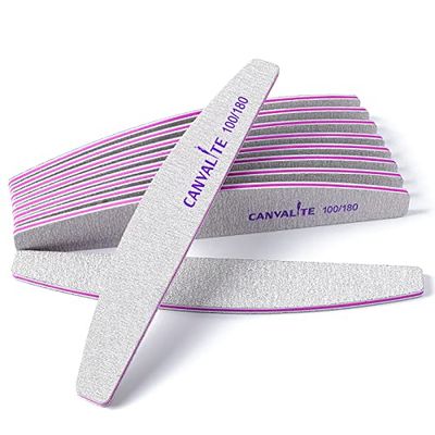 Canvalite 10 PCS Nail File Professional Nail Files Reusable Double Sided Emery Board(100180 Grit) Nail Styling Tools for Home and Salon Use Christmas Gifts for Women