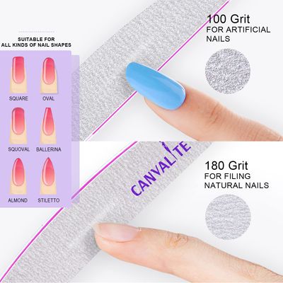 Canvalite 10 PCS Nail File Professional Nail Files Reusable Double Sided Emery Board(100180 Grit) Nail Styling Tools for Home and Salon Use Christmas Gifts for Women