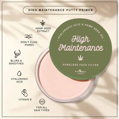Italia Deluxe 1 x High Maintenance Putty Primer makeup Vitamin E IT-107 &amp; Zipper Bag, Brown