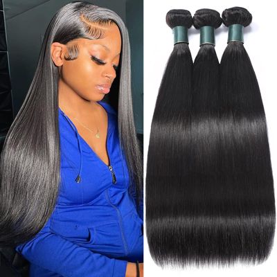 Great Grace Brazilian Straight Bundles Human Hair 16 18 20 Inch 12A 100% Unprocessed Virgin Human Hair Weave 3 Bundles Deal Natural Black Color (Natural Balck 3 Bundles, 16 18 20)