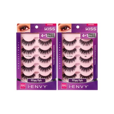 iENVY by KISS So Wispy Eyelashes 5 Pair Multi Pack (KPEM65) (2 PACK) Natural Wispy Style Made with Natural Hair