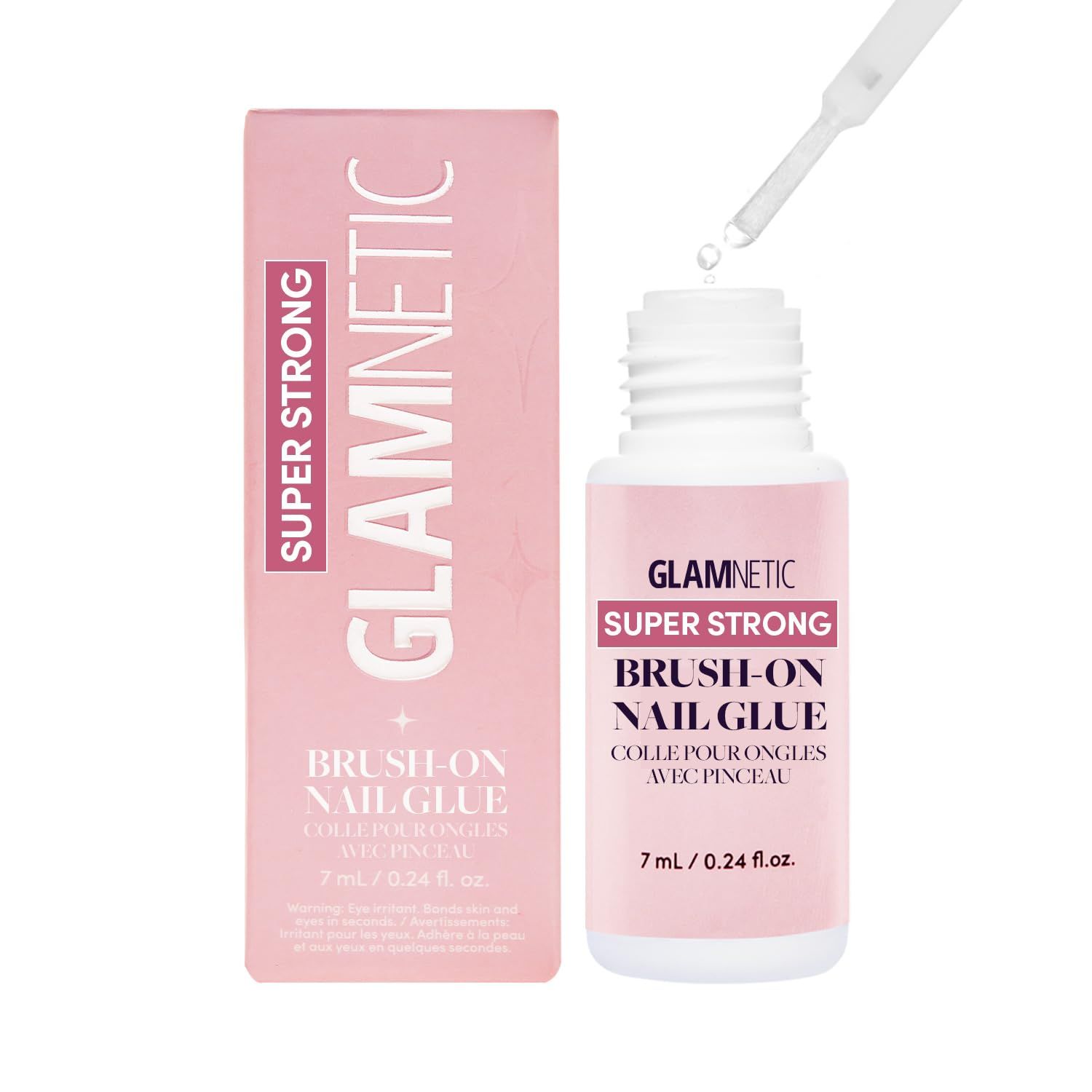 Glamnetic Super Strong Brush On Nail Glue | Brush Tip Applicator, Mess Free, Travel Friendly, Vegan | Durable &amp; Long-Lasting | .24 fl. oz.
