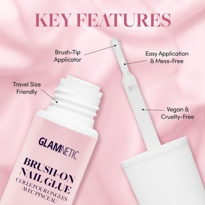 Glamnetic Super Strong Brush On Nail Glue | Brush Tip Applicator, Mess Free, Travel Friendly, Vegan | Durable &amp; Long-Lasting | .24 fl. oz.