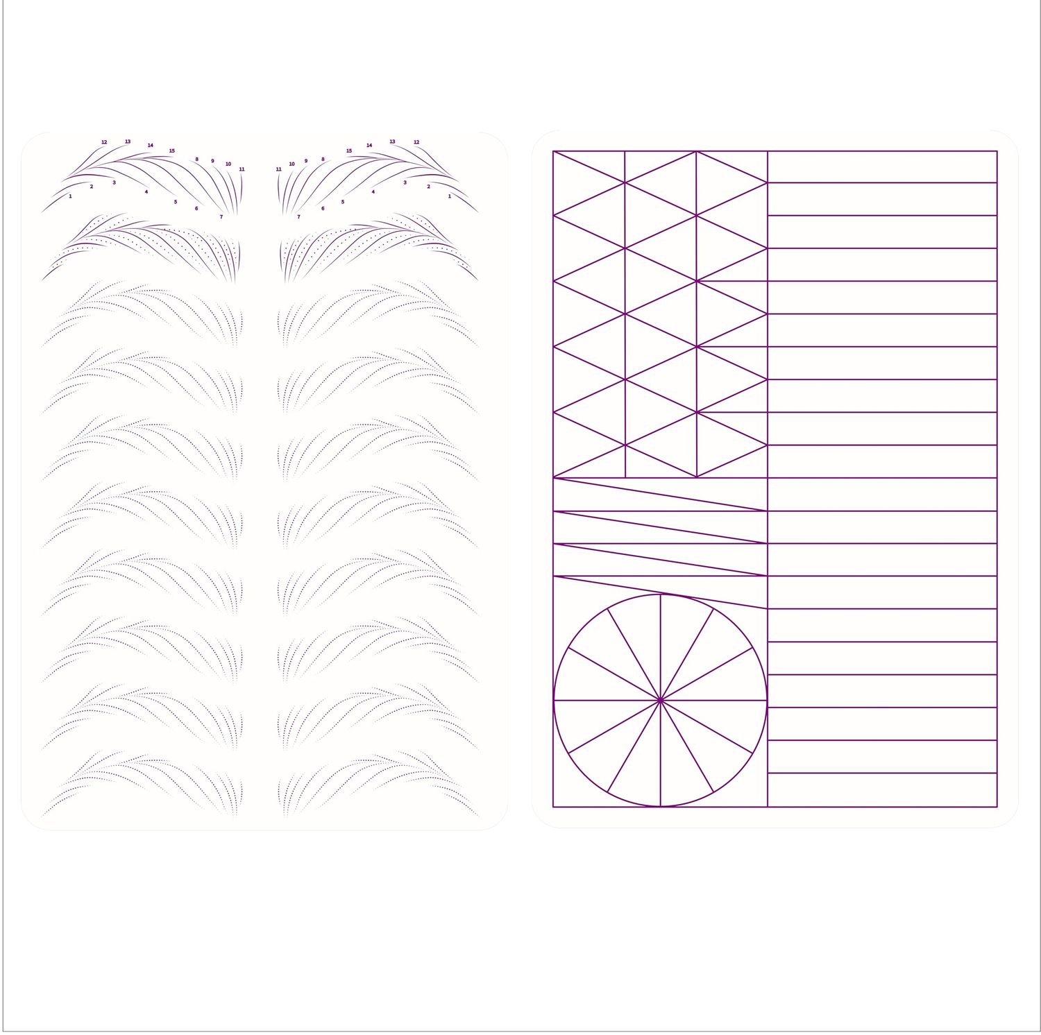 3 pcs Pink Microblading Hairstroke Practice Skin Hair strokes Pattern Pre-printed Silicone Practice Pad Permanent Makeup Eyebrow Tattoo Latex (White Skin-Purple Outline)