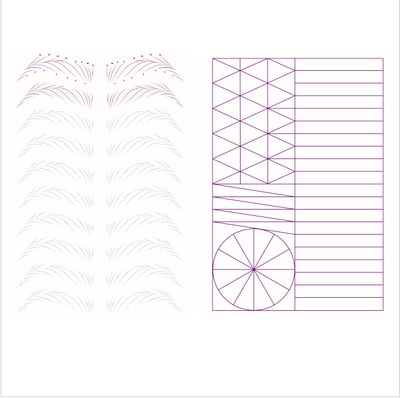 3 pcs Pink Microblading Hairstroke Practice Skin Hair strokes Pattern Pre-printed Silicone Practice Pad Permanent Makeup Eyebrow Tattoo Latex (White Skin-Purple Outline)