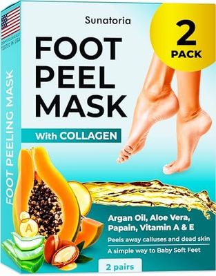 Foot Peeling Mask for Dead Skin Remover &amp; Deep Moisturize | 2 Pairs | Dermatologically Tested - Foot Peel Mask for Dry Cracked Feet - Foot Mask make Soft Baby Feet for Men &amp; Women | Aloe Vera