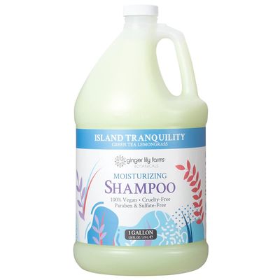 Ginger Lily Farms Botanicals Moisturizing Shampoo for All Hair Types, Island Tranquility, 100% Vegan &amp; Cruelty-Free, Green Tea Lemongrass Scent, 1 Gallon (128 fl oz) Refill