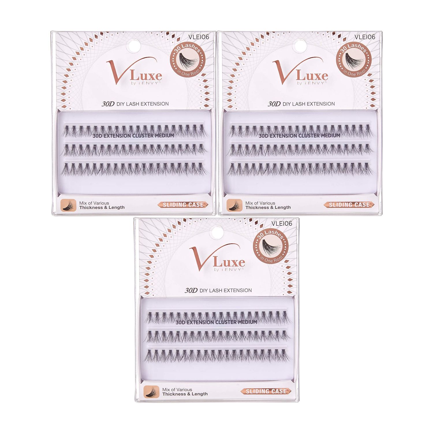 V Luxe by I-ENVY 30D Cluster Extension Medium (3 PACK, VLEI06)